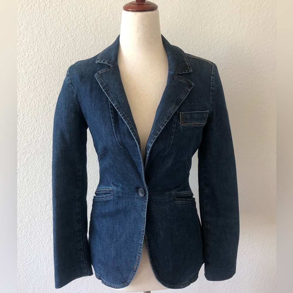 GAP - NWOT DENIM BLAZER + DARK WASH/WOMENS SIZE 0P